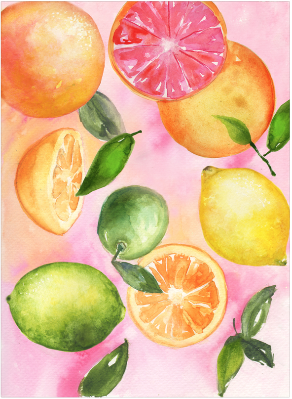citrus art print by watercolor artist, Caryn Dahm